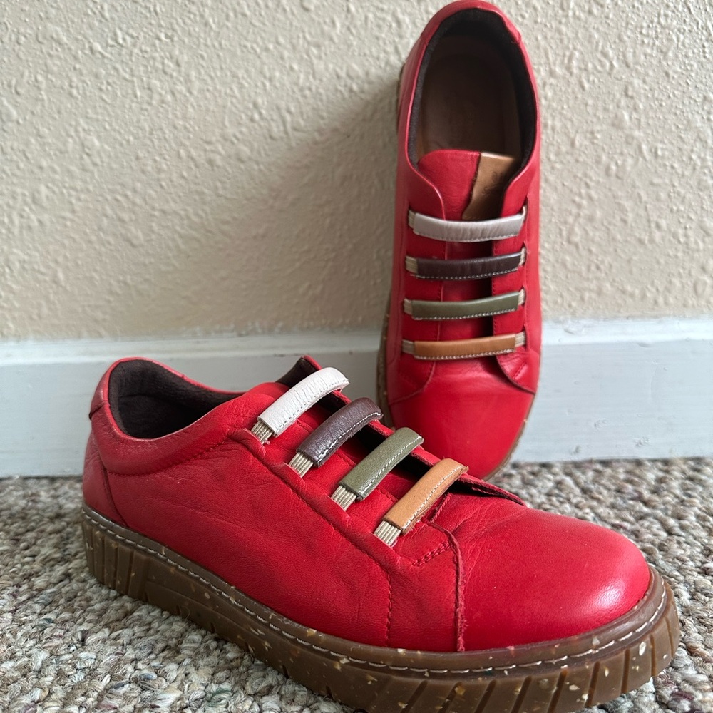 Spring Step Red Leather Sneakers
